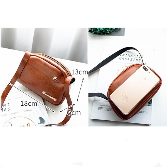 ⚡SALE⚡Brown Faux Leather Crossbody Bag - Picture 3 of 3